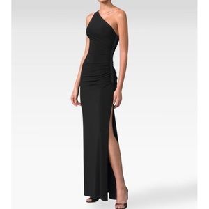 One Shoulder Beaded Side Slit Dress